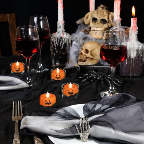 GenSwin Pumpkin Halloween Flameless Candles Battery Operated with Timer
