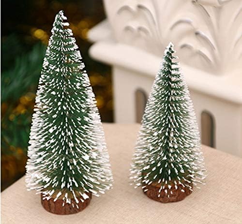 Mini Christmas Tree Snow Frost Sisal Trees Desktop Mini Pine Tree Bottle Brush Trees for Christmas Party Home Decoration(8 Pcs 2 Size: 10/15cm Height)