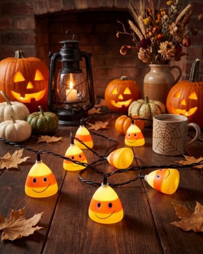 8.5FT Halloween Candy Corn String Lights, Plug-in 10 LED Decor