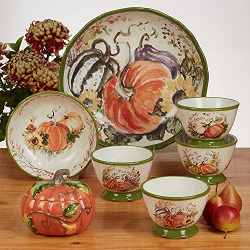 Certified International Harvest Morning Pumpkin Platter, 13.75'' x 11.5'', Multicolor, Large