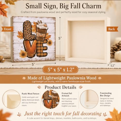Fall Decorations for Home Pumpkin Spice Love Wood Sign Fall Decor