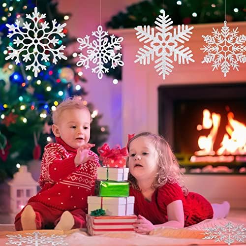Sumind 8 Pcs 8 Pcs Large Snowflakes Hanging Decorations 12”, Silver
