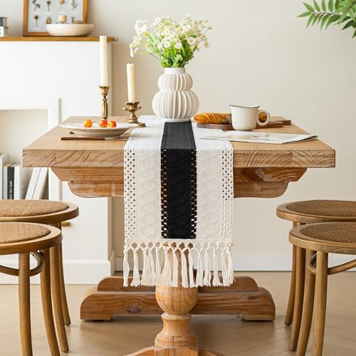 FEXIA Farmhouse Table Runner for Home Decor 12x36 Black Fall Home Decor