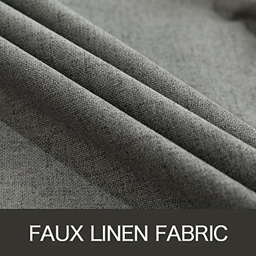 MIULEE 100% Blackout Linen Curtains for Bedroom 52x54 Inches Dark Grey