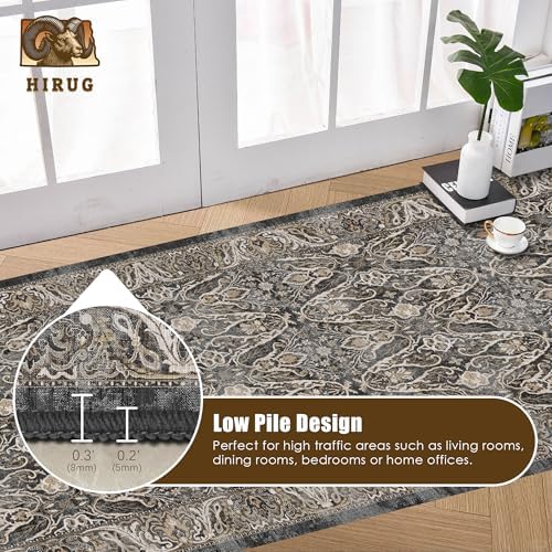 Washable Area Rug 2'6'' x 8' Vintage Traditional Persian Mat - Foldable Distressed Non-Slip Machine Washable Carpet for