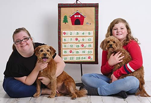 Dog Advent Calendar by Pockets of Learning | Interactive Canine Dog Countdown | Festive Pet Christmas Holiday Décor | Pet Seasonal Fabric Cloth Wall Hanging Décor