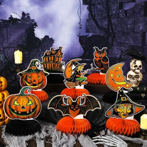 AmazingSpark 12 Pcs Halloween Honeycomb Centerpieces Vintage Party
