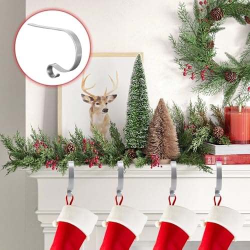 Christmas Stocking Holder, 4 Pack Stocking Holders for Mantle, Adjustable