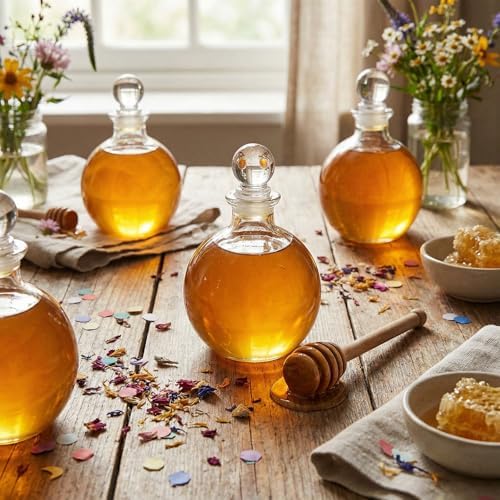 Tessco for you 1 Pcs 8.5 oz Glass Potion Bottles with Cork, Round Spherical Apothecary & Decorative Bottles for Candy, Spices, Vanilla Extract, Wish Messages, Snow Globe & DIY Crafts (Stylish)