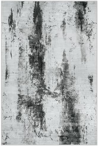 2'6''x8' Runner Rugs Washable Rug: Modern Abstract Black White Grey Carpet