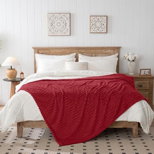 Red Throw Blanket - Soft & Fluffy Fleece, Cute & Aesthetic, Perfect for Sofa, Couch, Chair, Bed, Living Room & Bedroom