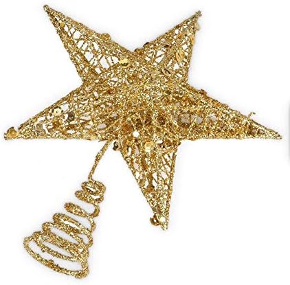 BinaryABC Iron Christmas Tree Star Topper,20cm Glittering Tree Topper