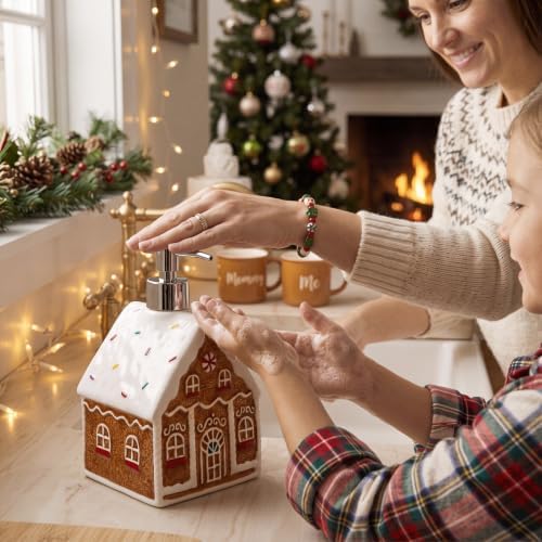 Potchen Christmas Cube Gingerbread House Soap Ceramic Pump Bathroom Decor