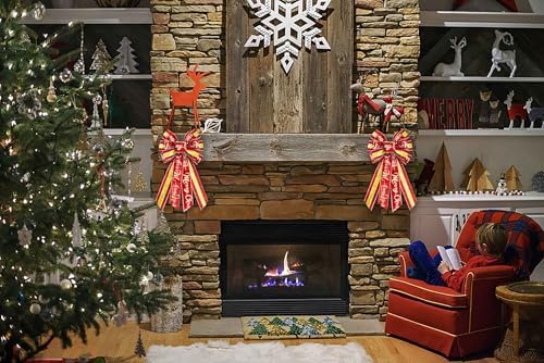Estivaux Large Christmas Bows for Wreath, Red Green Velvet Xmas Wreath Bow Bows Winter Holiday Tree Topper Bow for Front Door Christmas Party Decorations