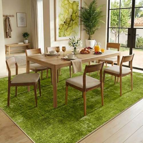 RELEANY Washable 8'x10' Abstract Area Rug for Living Room Grass Green