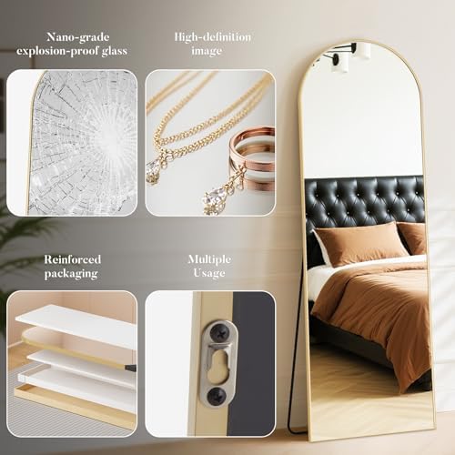 DUMOS Arched Mirror Full Length Floor, 59x16 Inch Full Body Standing Mirror