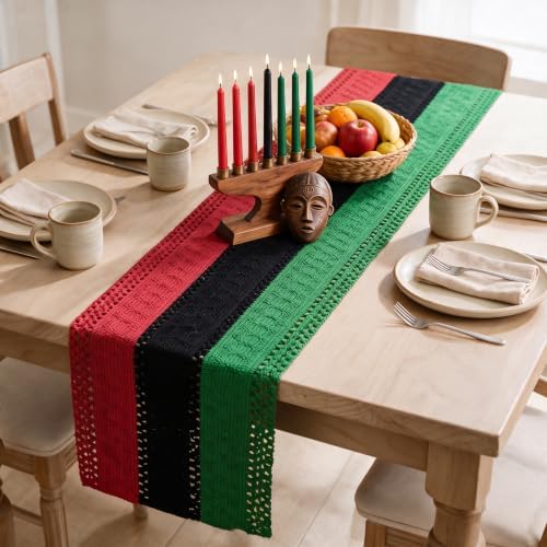 Artoid Mode Green Black Red Farmhouse Rustic Table Runner 12x72 Inch