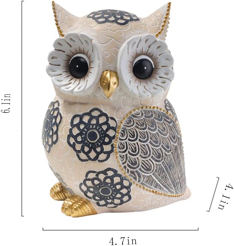 Owl Statue & Figurines / Flower-owl / White