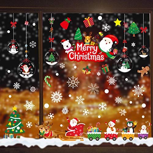175 PCS Christmas Window Clings Xmas Decals Stickers for Christmas Window Decorations