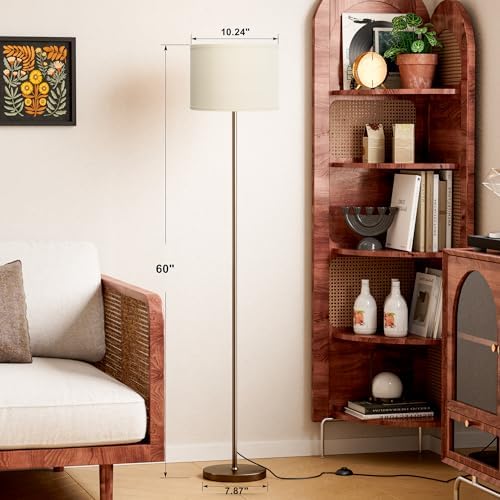 Ambimall 60'' Modern Floor Lamp with Shade, Tall Lamps for Living Room, Bedroom, Office, Dining Room, Beige Shade with
