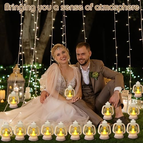 Ferraycle 24 Pcs Mini Lanterns Bulk 4 Inch White Lamp Table Centerpieces