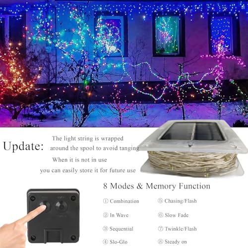 Lomotech Solar Fairy Lights Outdoor, 2 Pack Total 66ft 200 LED,Multicolor
