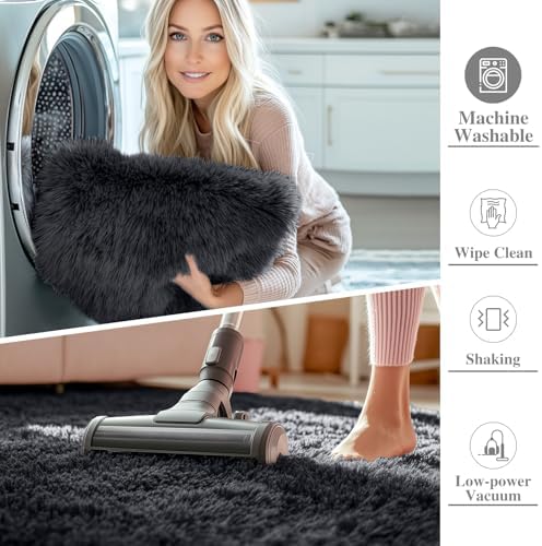 OLANLY 5x12 Machine Washable Large Area Rugs for Living Room, Bedroom, Soft Fluffy Shaggy Bedside Rug, Indoor Floor