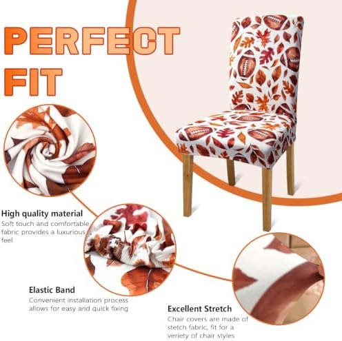 Fall Football Chair Covers Set of 6 for Dining Home Party Decor