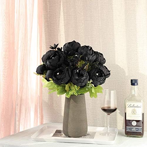 Higfra Artificial Flowers 25pcs Real Looking Black Foam Fake Roses with Stems for DIY Wedding Bouquets White Bridal Shower Centerpieces Arrangements Mothers Day Party Tables Decorations
