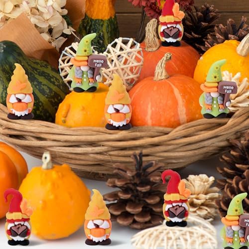 30 Pcs Fall Mini Gnomes Figurines, Thanksgiving Miniature Gnome Ornaments