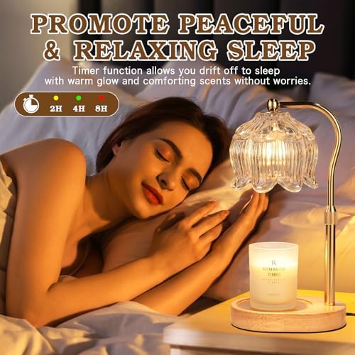 Funistree Flower Candle Warmer Lamp with Timer, Dimmable Candle Lamp Warmer, Christmas Birthday Gifts for Women Mom