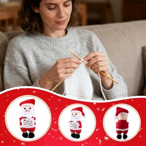 Crochet Gifts for Women Men, Xmas Handmade Santa Claus for Family Friends, Funny Christmas Stocking Stuffers Basket Decor for Table Home Decoration Birthday Monther' Day Gift for Girlfriend
