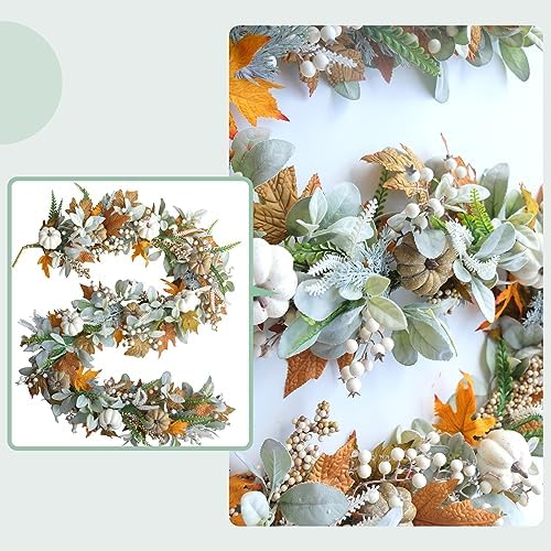Fall Wreath Pumpkin Garland Thanksgiving Autumn Neutral Garlands Decoration