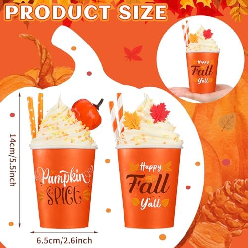 Yungyan 2 Pack Fall Tiered Tray Decor Faux Whipped Cream Cups Centerpieces