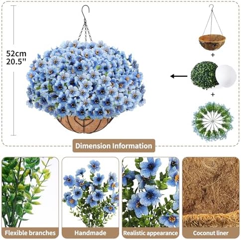 Artificial Hanging Flower for Outdoors(Blue)