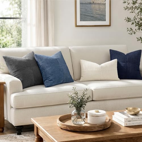 MIULEE Dusty Blue Decorative Euro Sham Pillow Covers 24x24 Inch 2 Pack