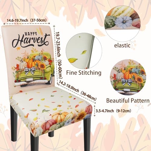 Thanksgiving Chair Covers Set of 4 Fall Dining Chair Covers for Party Kitchen Removable Seat Cover for Chairs Thanksgiving Decorations Indoor
