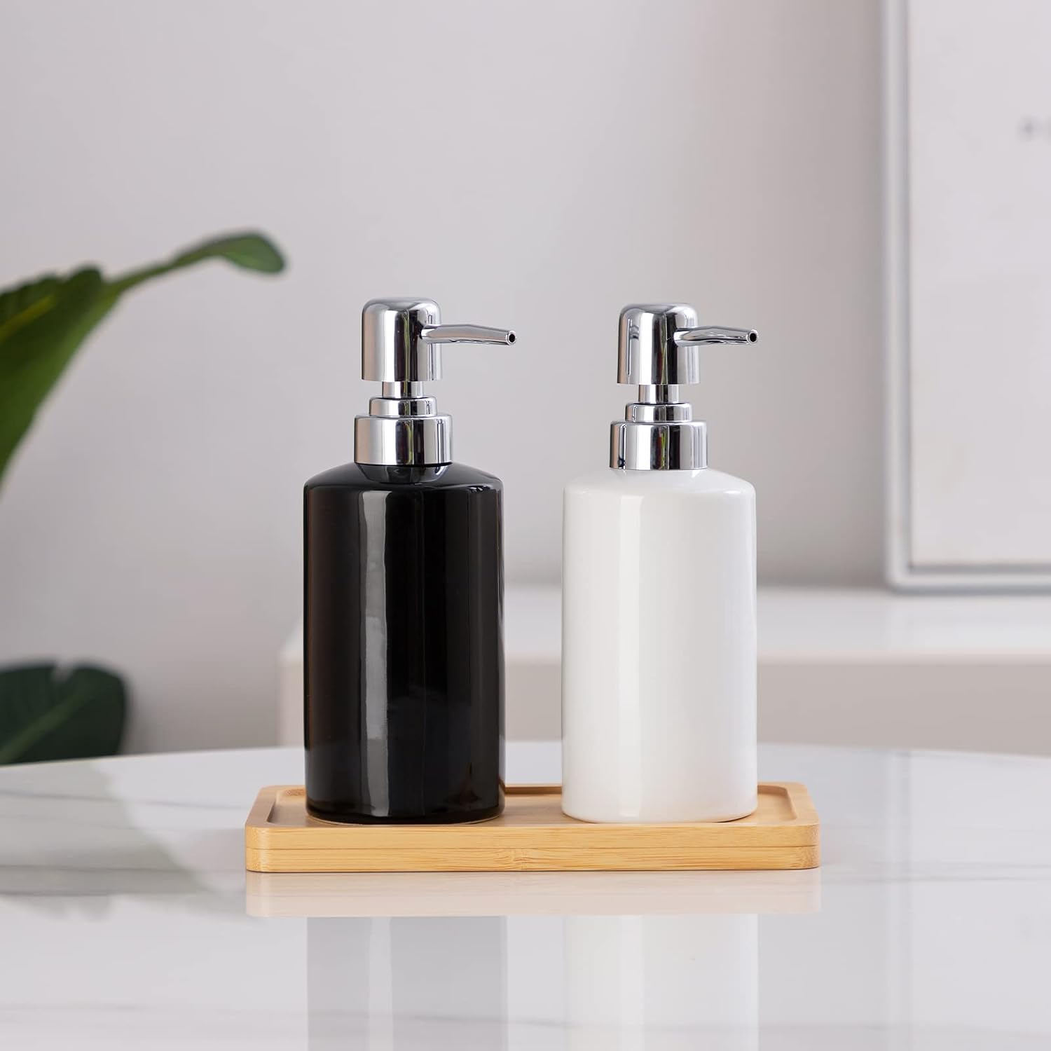 FE Soap Dispenser, 300ml/10oz Ceramic Liquid Soap Pump Dispenser, Refillable Dish Soap Dispenser for Kitchen Bathroom
