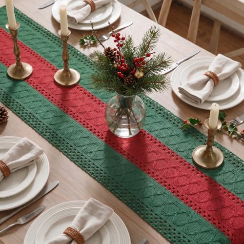 Artoid Mode Green Red Farmhouse Rustic Table Runner 12x48 Inch
