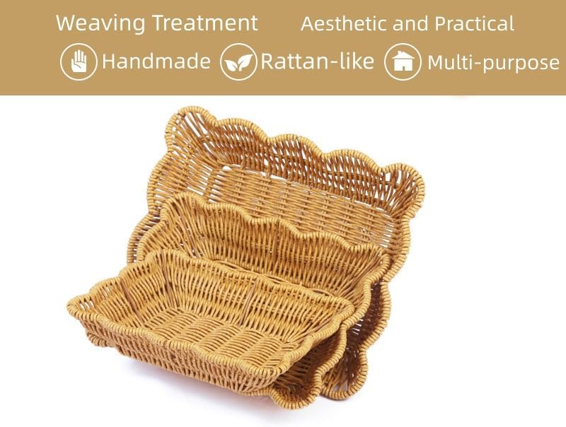 Wave Shaped Woven Dining Basket Set / Set of 3