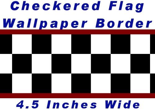 Checkered Flag Cars Wallpaper Border / Red / 4.5 Inch