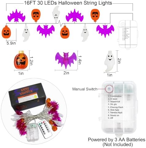 Zimati Halloween Lights Decorations 16ft 30 LED String Light Indoor Outdoor