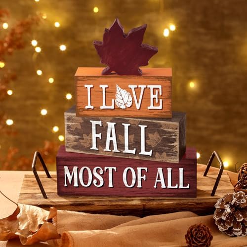 Yousoontic 4 Pcs Fall Maple Leaf Figurines Set, Rustic Farmhouse Decor