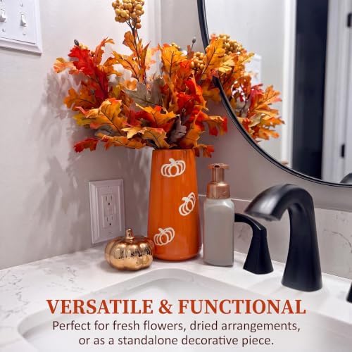 Vesici Fall Ceramic Pumpkin Vase 7.8" H Table Centerpieces for Flowers