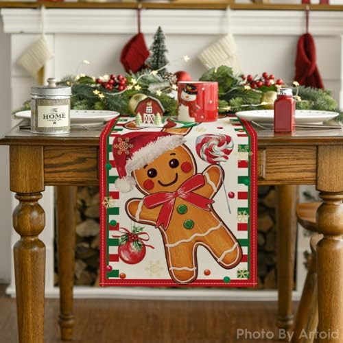 Artoid Mode Gingerbread Xmas Table Runner Home Party Decor 13x60 Inch