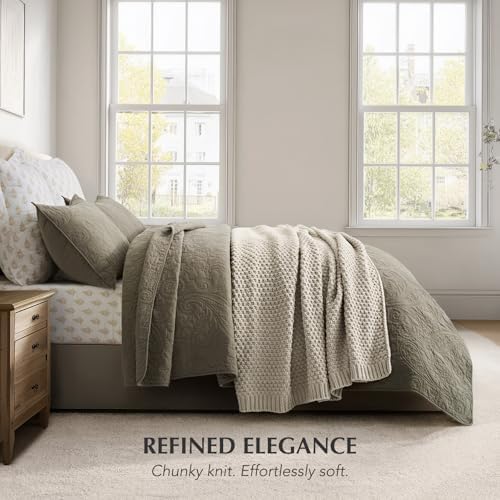 EVERGRACEHOME Chunky Chenille Knit Throw Blanket, 60 x 80, Warm Gray