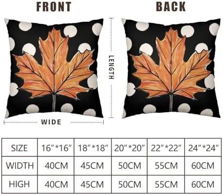 Fall Pillow Covers 24x24 Set of 2 Pumpkin Maple Leaves Polka Dot Throw Pillow Cases Autumn Thanksgiving Buffalo Plaid Bow Outdoor Decorative Farmhouse Harvest Cushion Case for Couch Sofa