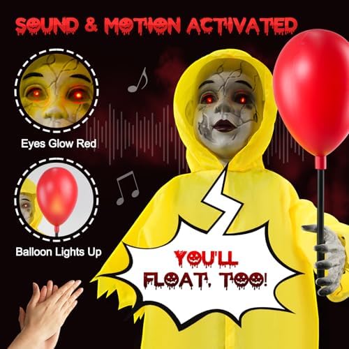 4 Ft Life Size Halloween Animatronics Prop with Sound & Touch