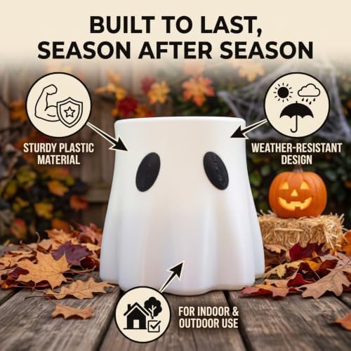 Ghost Bucket Vase, Funny Halloween Ghost Bucket Decor, Cute Candy Bowl & Planter Pot, Indoor Outdoor Garden Home Decor, Spooky Halloween Bucket Pot for Plants or Candy