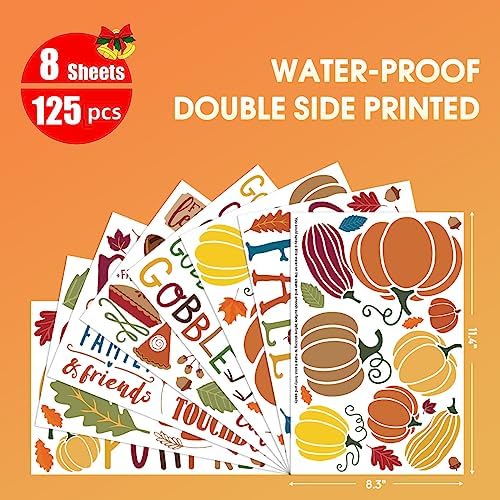 Horaldaily 71Pcs Fall Thanksgiving Window Clings, Thanksgiving Turkey